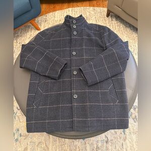 Johnston & Murphy Upton Car Coat Wool Navy Plaid XXL